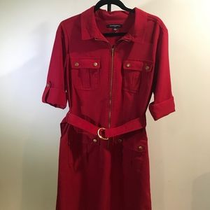 Sharagano Collared Front Zip Dress